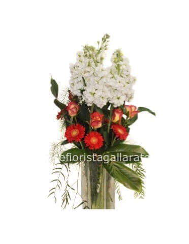 Mazzo di fiori violacciocche e gerbere