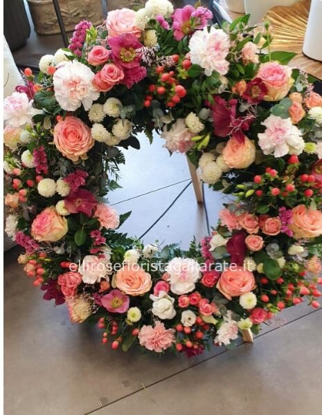 corona funebre toni pastello diametro 50 cm