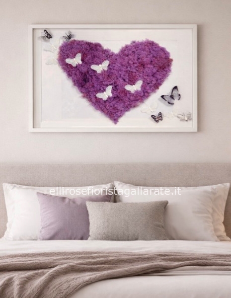 quadro cuore in muschio stabilizzato 70 per 50 cm